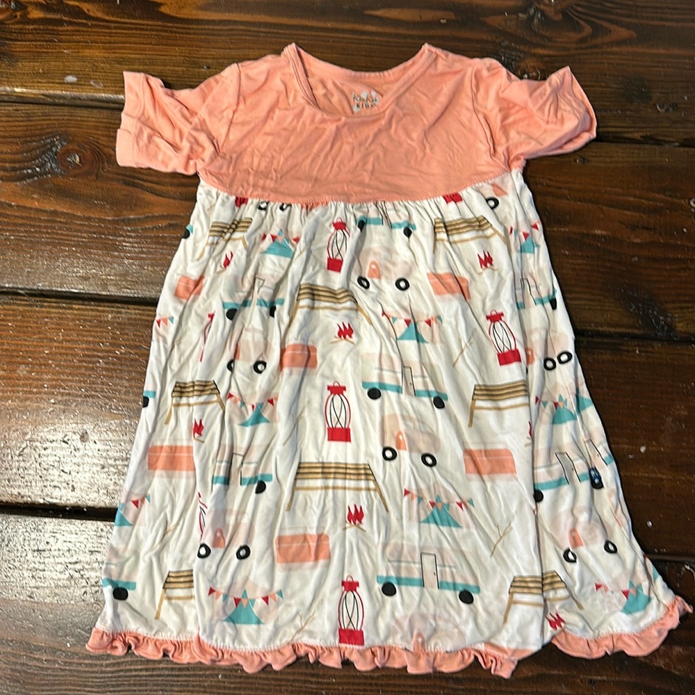 Kickee Pants Peach and White Patterned Kids Dress